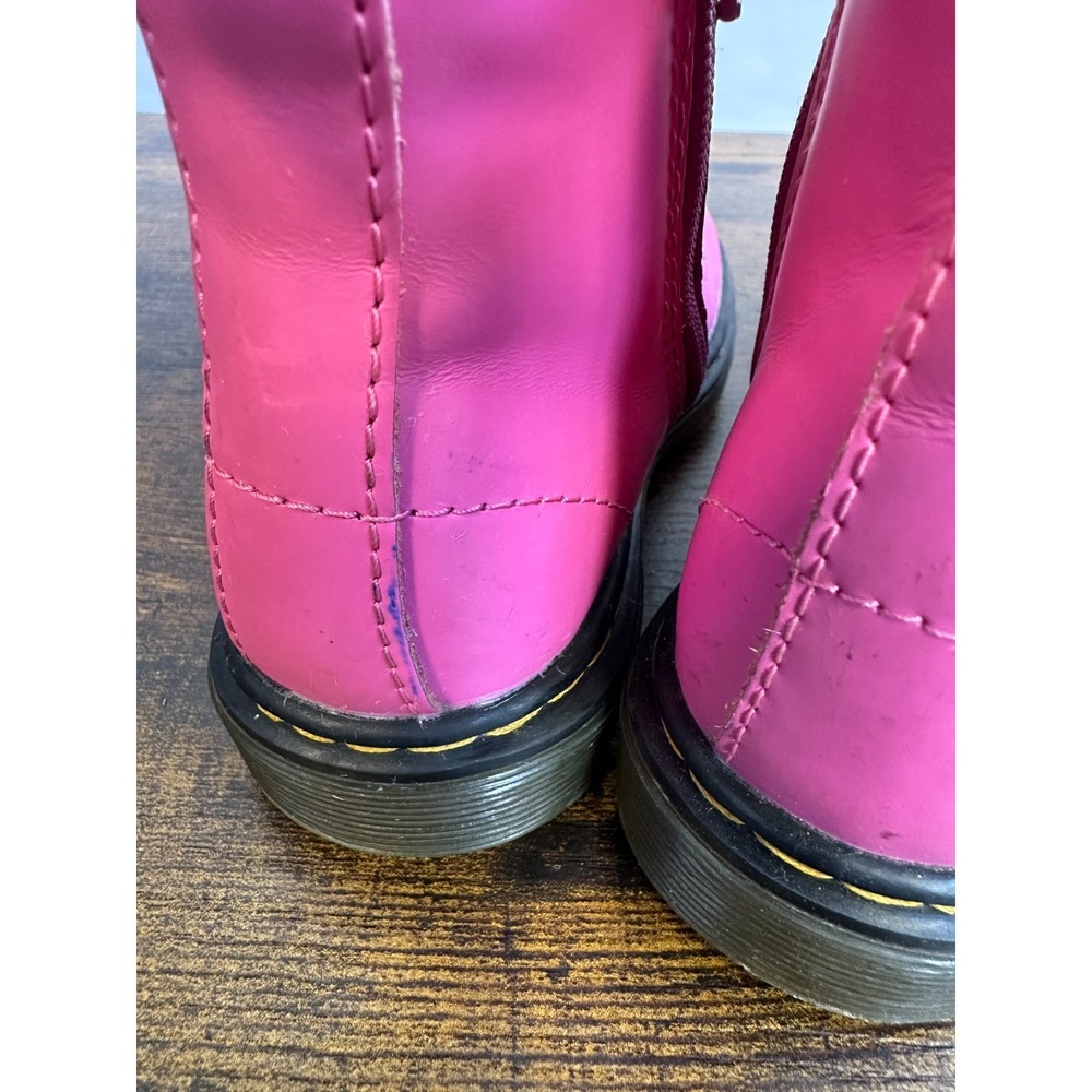 Dr Martens Delaney Hot Pink Leather Kids Boots Side Zip US 9 Toddler 31285 - Picture 11 of 16